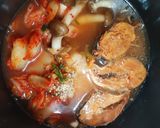 とろさばみそ煮缶の豆乳キムチスープ作り方2写真