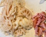 れんこんとベーコンのガーリック醤油炒め作り方1写真