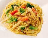 たくあんと塩昆布のクリームパスタ作り方7写真