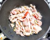 豚こまとカボチャと長ネギのピリ辛甘酢炒め作り方3写真