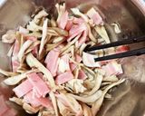ベーコン舞茸ガーリックのトッピング温豆腐作り方1写真