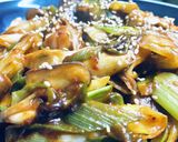 白ネギと椎茸の赤味噌炒め作り方10写真