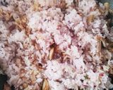 みつ葉、松の実、新生姜の薬膳15穀米炒飯作り方3写真
