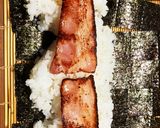 海苔巻き風おにぎり☆たまご＆ベーコン♬作り方4写真