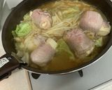 豚巻き豆腐と、キャベツもやしの味噌煮作り方4写真