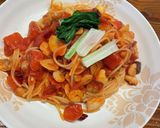 辛いの好きのガーリックトマトパスタ作り方6写真