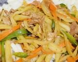 白菜の軸の野菜炒めで焼うどん作り方2写真