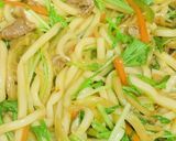 白菜の軸の野菜炒めで焼うどん作り方4写真