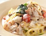 秋の味覚！豚ひき肉とキノコの和風パスタ作り方12写真