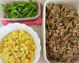 鶏ひき肉とごぼうの三色丼作り方8写真
