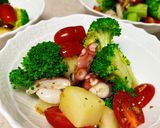 タコと温野菜のバジルソースサラダ作り方3写真