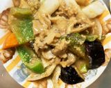 きな粉甘辛生姜焼味豚こま大根青椒肉絲風作り方16写真