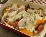 かぼちゃときのこのチーズソースがけ作り方6写真