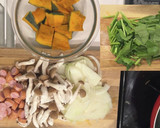 かぼちゃとほうれん草の豆乳煮作り方1写真