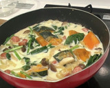 かぼちゃとほうれん草の豆乳煮作り方5写真