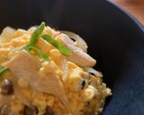味付は白だしだけ♪ササミでつゆだく親子丼作り方11写真