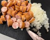 ウインナーと卵のチャーハン作り方1写真