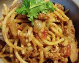 お刺身リメイク！魚介のトマトソースパスタ作り方10写真