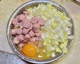 白菜で魚肉ソーセージのお好み焼き作り方3写真