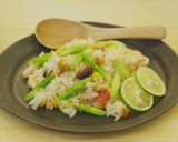 阿蘇の野菜で簡単！アスパラのピラフ作り方1写真