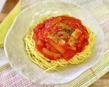 ベーコンと玉ねぎの簡単トマトソースパスタ作り方12写真