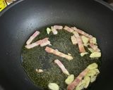 調理時間3分！！ベーコンと春菊の炒め物作り方1写真