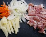 簡単！バターチキン焼きそば作り方1写真