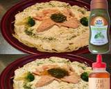 美味ドレ蜂蜜バジルチーズ鮭クリームパスタ作り方1写真