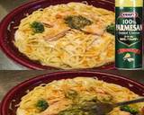 美味ドレ蜂蜜バジルチーズ鮭クリームパスタ作り方2写真