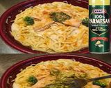 美味ドレ蜂蜜バジルチーズ鮭クリームパスタ作り方2写真