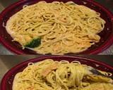 美味ドレ蜂蜜バジルチーズ鮭クリームパスタ作り方3写真