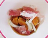 レンジで簡単ホクホク南瓜の肉じゃが風煮物作り方1写真