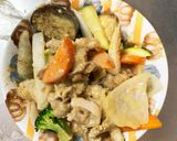 きな粉コク旨梅味噌味豚こま大根青椒肉絲風作り方14写真