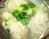 白菜とほうれん草んのワンタン団子スープ鍋作り方8写真