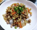 れんこんと豚そぼろの甘辛きんぴら作り方5写真