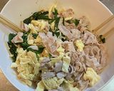 春菊と豚肉の胡麻だれピリ辛温サラダ作り方5写真