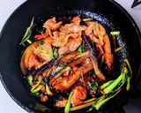 茄子とチンゲン菜と豚肉の炒め物作り方6写真