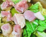 鍋の素●鶏肉と菊菜のあっさり菊菜鍋作り方1写真