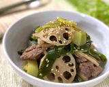 豚肉とレンコンとネギの甘辛煮作り方7写真