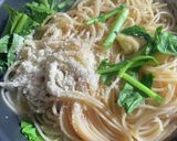 かぶの葉っぱと椎茸のペペロンチーズパスタ作り方5写真