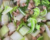 白菜と挽肉の中華餡かけ【ここから栄養士】作り方2写真