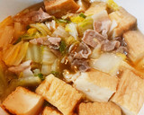 白菜と厚揚げと豚肉の煮物作り方3写真