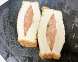 ずいきと絹揚げの肉詰めの中華風煮物作り方3写真