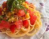 簡単☆とうもろこしトマト大葉の冷製パスタ作り方5写真