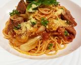 キャベツとソーセージのトマトスパゲッティ作り方11写真