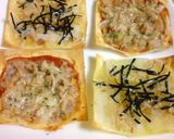 ワンタンｏｒ餃子の皮で簡単パリッとピザ♪作り方8写真