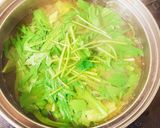 水菜と三つ葉のかき玉汁作り方3写真