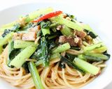 簡単美味しい【小松菜ベーコンの和風パスタ作り方8写真