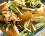 豚バラ大根焼き肉のたれで水菜を入れて作り方5写真