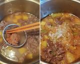 ピリ辛春菊とジャガイモの牛汁作り方5写真